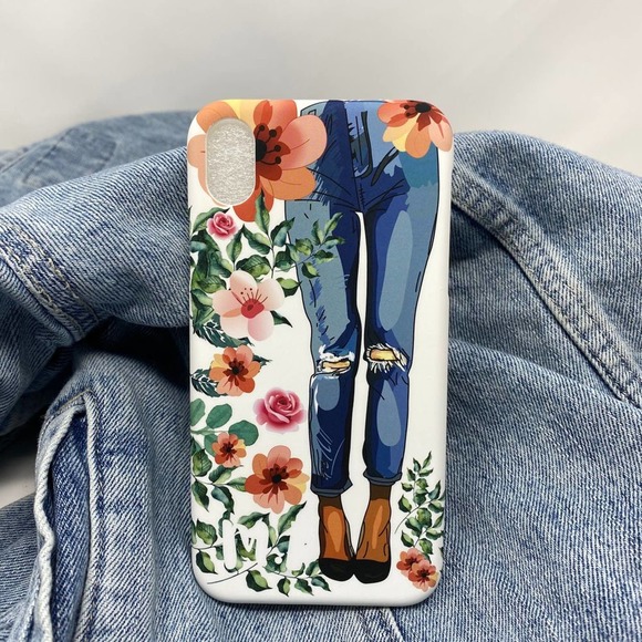 iPhone X/XS Case Floral Denim Print - Picture 2 of 7